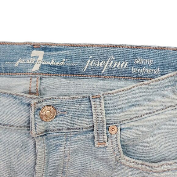 7 For All Mankind Jeans Womens 29 Blue Josefina Skinny Boyfriend Stretch Button - Picture 6 of 12